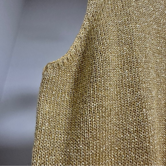 Vintage Fia Italia Handloomed Gold Metallic Sweater Vest Women’s Sz Small Preppy - Picture 6 of 14